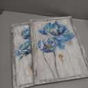 Blue Flower Wooden Artwork Framed: Bloom Wall Art Floral Painting Print for Dining Room (11''W x 16''H x 2 PCS, Multiple Sizes/Material)