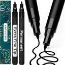 ARTISTRO 2 Black Permanent Marker - Waterproof Markers for Tire, Fabric, Rocks, Glass, Ceramic, Wood, Paper - Oil Based Paint Pens - Extra-Fine Tip 0.7mm