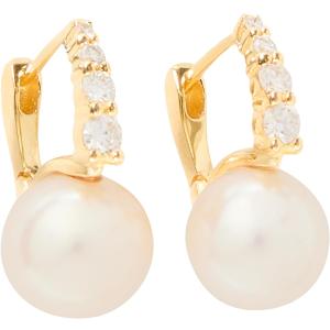 Kate Spade New York Fine Jewelry Meant to Be Pearl and Diamond Huggies, Gold/Pearl, One Size