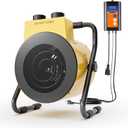 Greenhouse Heater with Thermostat, 1500W Outdoor Heaters for Patio, Fast Heating, Overheat Protection, Electric Space Heaters for Greenhouse, Grow Tent, Patio, Garage, Indoor（Yellow）