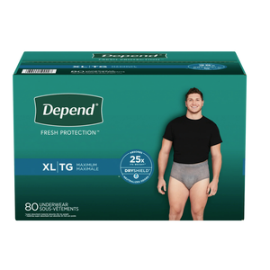 Depend Fresh Protection Adult Incontinence Underwear for Men, Extra-Large - Grey, 80 ct.