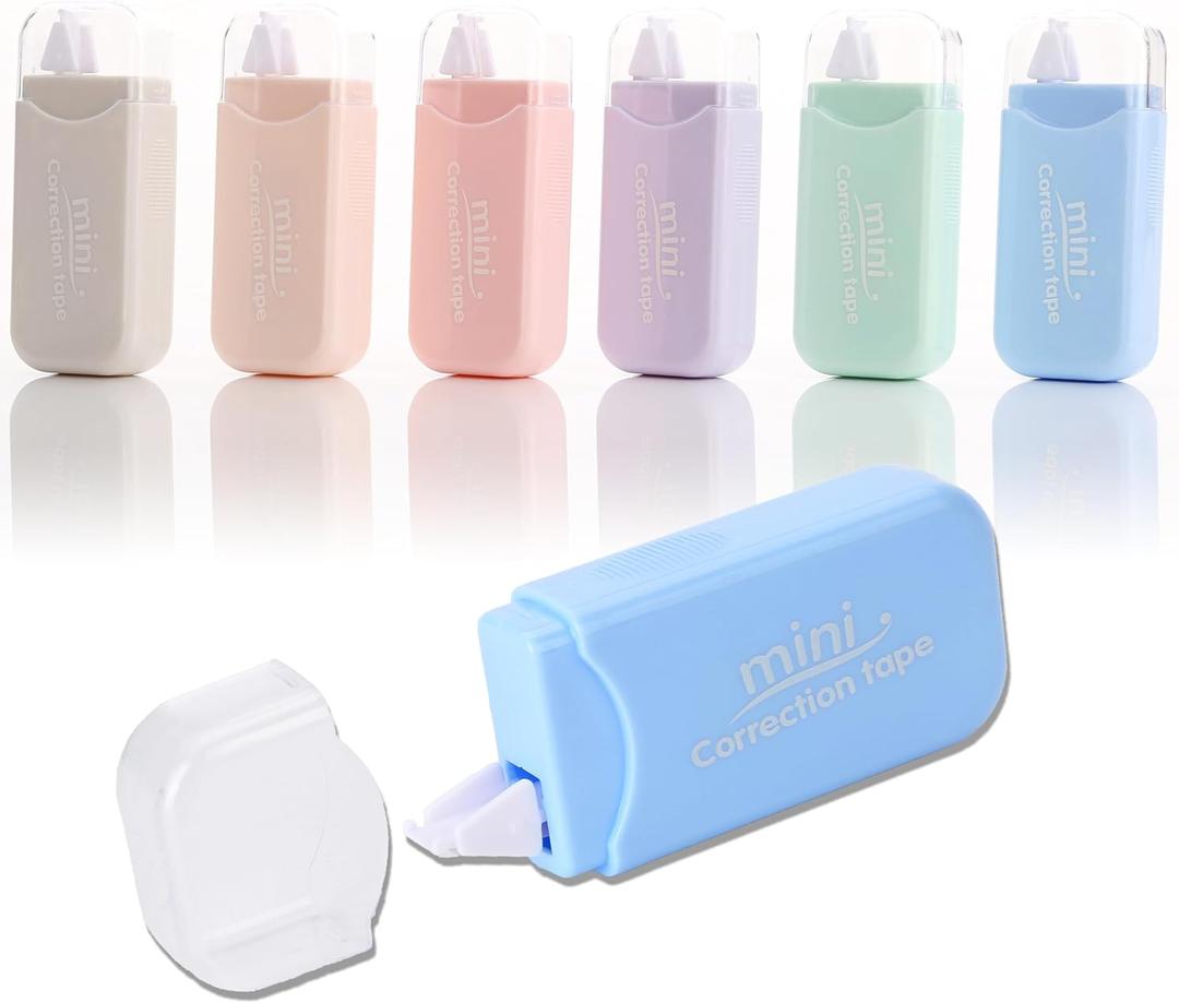 White Correction Tape, 6 Pack, 13.13 Feet Mini Correction Tape, Writing supplies and correction supplies for School And Office. (Milkshake)