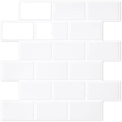 STICKGOO White Peel and Stick Subway Tile, Stick on Backsplash Tiles for Kitchen and Bathroom, Flexible Vinyl Wall Tile, Easy DIY Installation