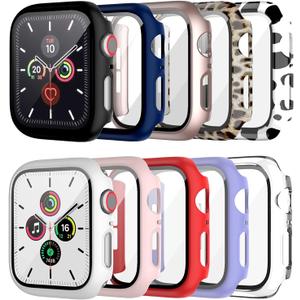 10 Pack Case for Apple Watch Series 3/2/1 38mm with Tempered Glass Screen Protector, BHARVEST High Definition Scratch Resistant Hard PC Bumper Cover for Apple Watch Accessories (10 Colors, 38mm)