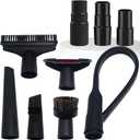Household Vacuum Cleaner Attachments & Adapter Kit Compatible Small Shop Vacs Hose 1-1/4'' - Horsehair Dust Brush, Flexible Crevice Tool for Cleaning Dryer & Vent, Car Seat Corner