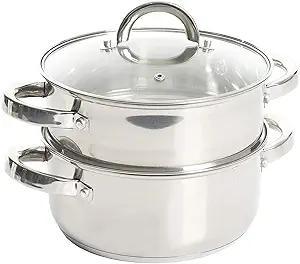 Oster Dutch Oven with Steamer Basket 3Quart  Sangerfield Stainless Steel, Stovetop Steamer for Vegetables, Rice & Tamales, Dishwasher Safe
