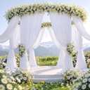 40ftx12ft Wrinkle Free White Backdrop Curtain, 8 Panels 12FT Height White Drapes for Wedding, Silky Polyester Photo Back Drop Cloth Draping for Birthday Party Photography Background