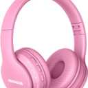 MIDOLA Kids Headphones Bluetooth 5.3 Wireless 60H Play Time Volume Limit 85/110dB Over Ear Foldable Protection Headset/Wired AUX Cord Mic for Children Boy Girl Travel School Phone Pad Tablet Pink