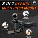 METOWARE ATV/UTV Trailer Hitch 3-in-1 Towing Ball Mount with 2 Inch Ball Hitch Rated 3500 LBS, Fits 2-Inch Receiver, 5/8-inch Pin Hole