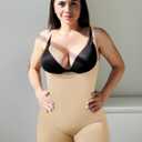 SHAPERX Open Bust Shapewear Tummy Control Bodysuits for Women Seamless Compression High Waisted Body Shaper (Beige, XXL/XXXL)