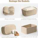 5 Pack Decorative Small Storage Baskets for Shelves, Cotton Rope Woven Basket for Organizing Bathroom, Nursery, Closet, Cabinet, Toys & Socks, Gift Baskets Empty, 11.8"x7.9"x4.7", Khaki