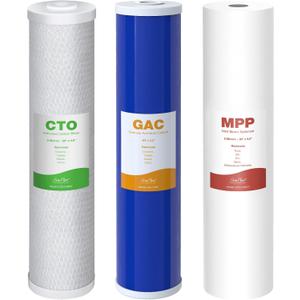 SimPure 3-Stage 20" x 4.5" Whole House Water Filter Cartridge Replacement, 5 Micron Sediment GAC CTO Carbon Filter for DB20P, DGD-5005-20, EP20-BB (3 Count (Pack of 1))