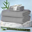 DECOLURE 100% Viscose Derived from Bamboo Sheets Cal King Size 4pcs - Ultra Soft & Luxuriously Cooling, 17" Deep Pocket, Double Stitching, Perfect for Hot Sleepers - King Bed Sheets (Midgrey)