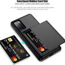 Nvollnoe for Samsung S20 FE Case with Card Holder Dual Layer Heavy Duty Protective for Galaxy S20 FE Case Hidden Card Slot Slim Wallet Cover for Samsung S20 FE 5G 6.5''(Black)