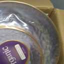 Organic Hammered Blue with Gold Rim Plates - 32 Count, 7" & 10" Combo Pack | Round Disposable Plastic, Elegant Design for Parties & Events