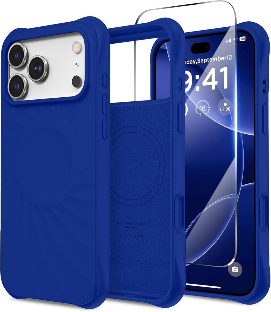 for iPhone 17 Pro Case, Compatible with MagSafe, Screen Protector +[Integrated Silicone Camera Control Button], Shockproof Protective Magnetic Case for iPhone 17 Pro 6.3", Cobalt Blue