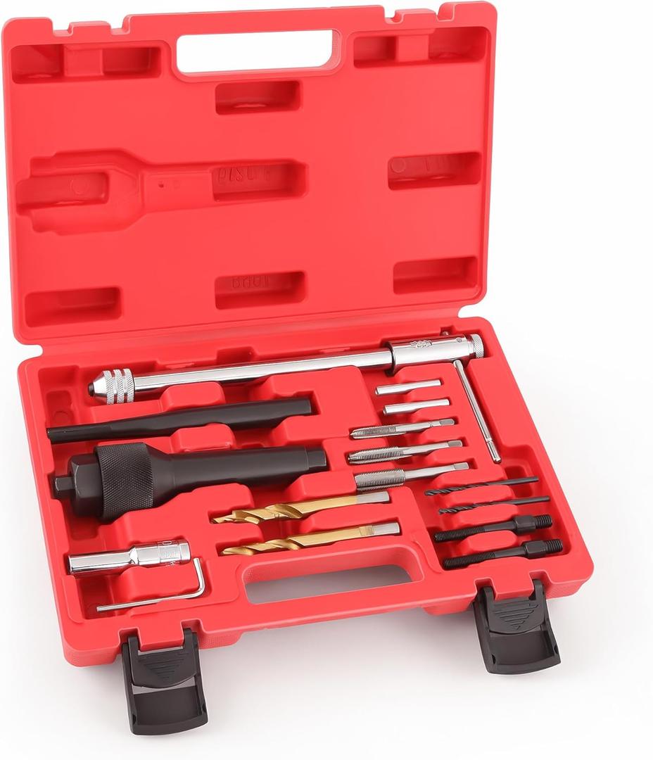 16pcs Glow Plug Removal Tool Kit, 8 mm 10 mm Damaged Glow Plug Extractor Repair Remove Tool Set for Cylinder Heads