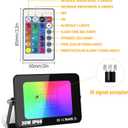 RIGIDON 4 Pack 30W LED Flood Light Outdoor, 16 Colour Changing IP66 Waterproof RGB Flood Lights with Remote Control for Garden, Yards, Stage, House Landscape Lighting