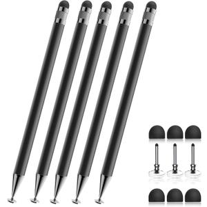 Bopomofo Stylus (5 Pcs),2-in-1 Stylus Pen for Touchscreen, High Precision and Sensitivity, Suitable for iPhone/ipad/Android Tablets, Compatible with Touch Screens,Black
