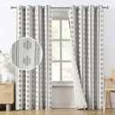 Melodieux Blackout Boho Curtains 96 Inches Long for Bedroom Black on Beige Striped Pattern Cotton Bedroom Curtains Grommet Room Darkening Curtain for Living Room Thermal Insulated 2 Panels