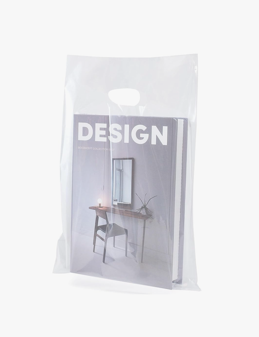 100 Clear Plastic Bags With Handles 9"x12" Perfect for Merchandise And Retail 1.5Mil Thick Clear Gift Bags With Handles