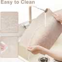 Homaxy Round Table Placemats Set of 6, Washable Wedge Shaped Faux Leather Table Mats, Wipeable Kitchen Dinner Place Mats for Indoor Outdoor, Beige