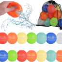 14PCS Reusable Water Balloons for Kids  Upgrade Quick Fill Refillable Water Balloon with Mesh Bag, Silicone Summer Pool Water Toys for Boys & Girls Ages 3-12, Outdoor Beach Party Game Supplies
