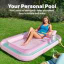 SLOOSH Inflatable Tanning Pool Lounger Float, 70" x 46" Pool Floats Adult with Pillow, 4 in 1 Suntan Tub Raft Floatie,Sunbathing Bed Lounge for Water Blow Up Ball Pit Party Gifts, L-Cyan Pink