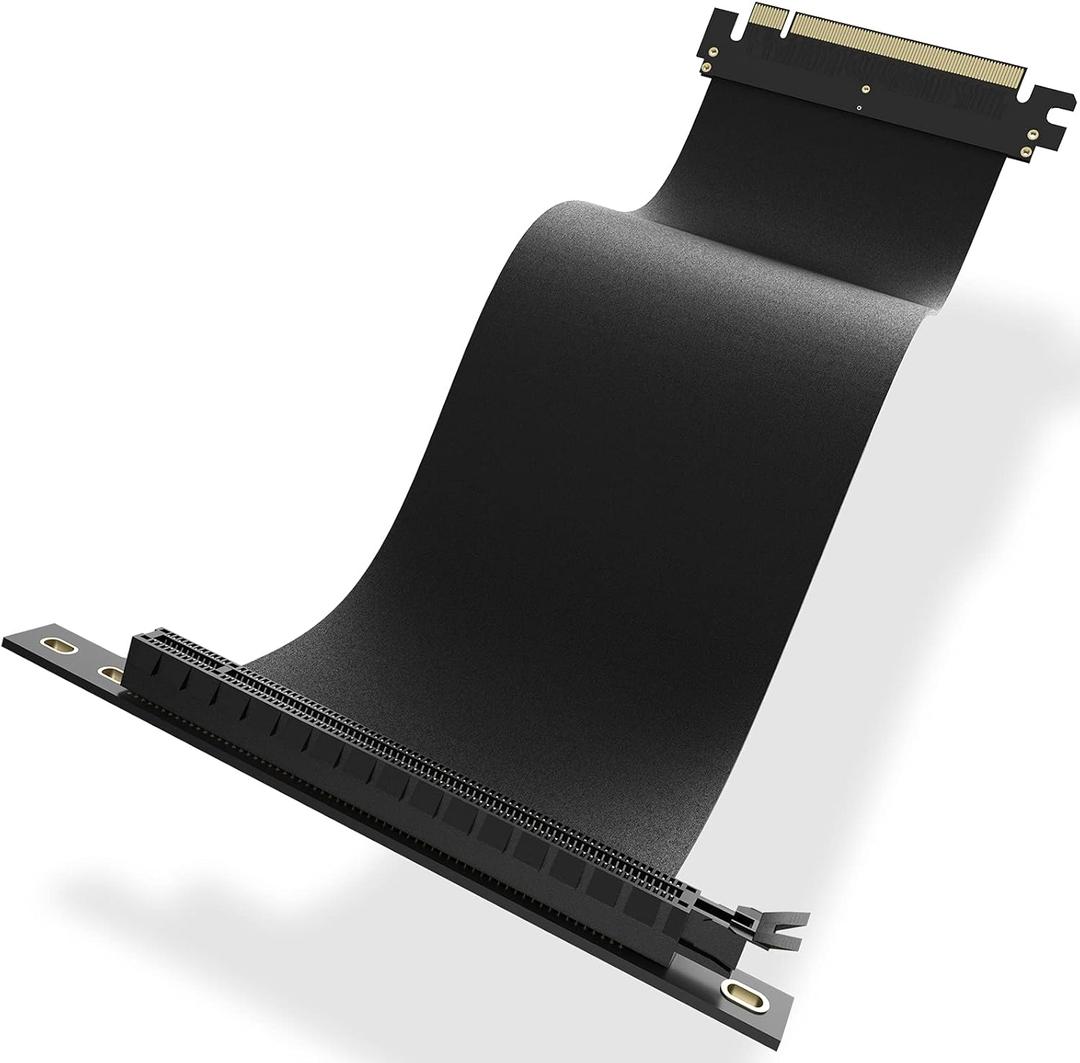 AsiaHorse New PCIE 3.0 16x High Speed Flexible Extender Riser Cable Card Extension Port Adapter 200mm(90 Degree Angle Black)