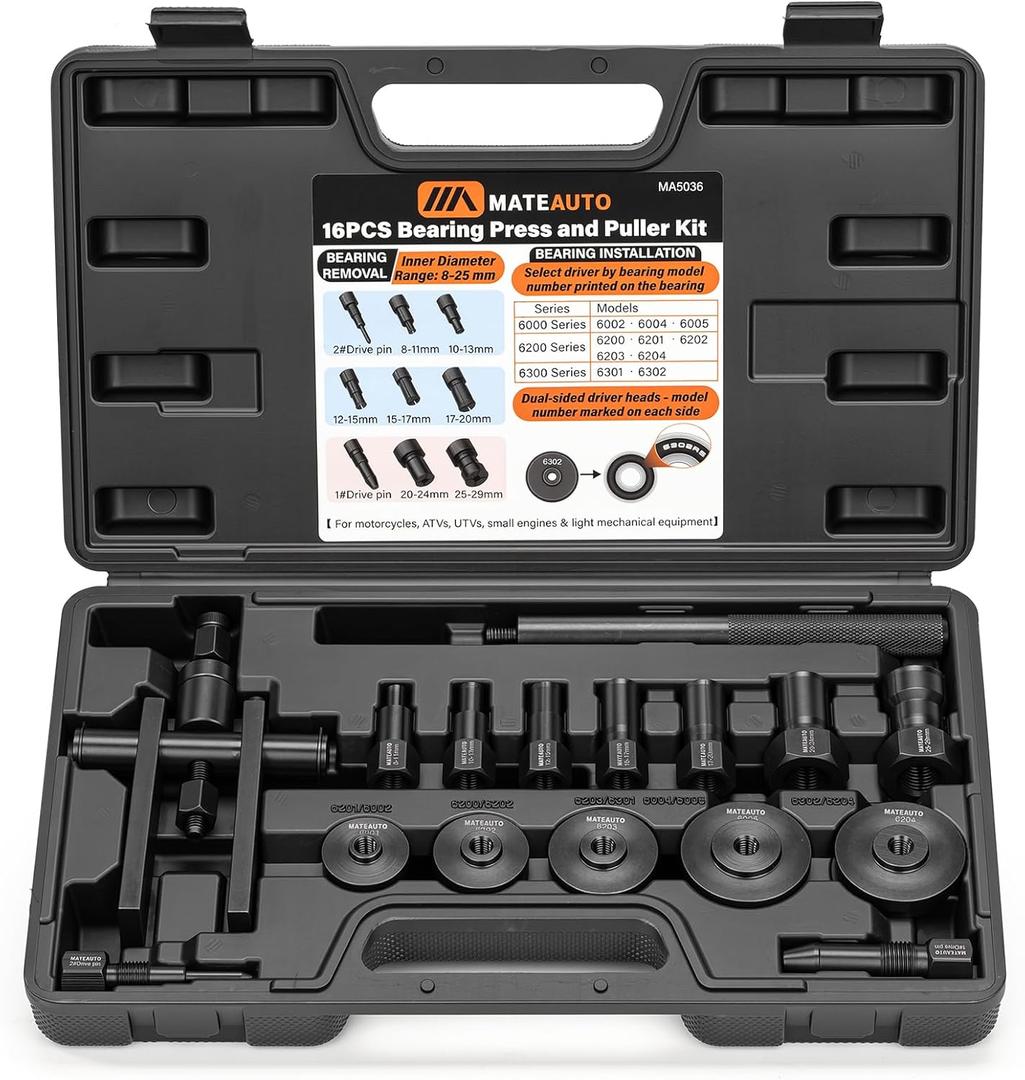 2 in 1 Blind Hole Bearing Puller & Bearing Press Kit, 16pc Bearing Remover & Installer Set with Seal Driver & 5 Bearing Adapters and Expandable Collet 8-29mm for Bicycle, Motorcycle