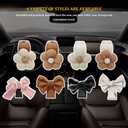 2 x 2PCS Car Hooks for Purses and Bags, Cute Bow Car Seat Headrest Hook, Car Accessories Multipurpose Back Seat Hanger Storage Organize Universal for Vehicles (2PCS-White Bowknot)