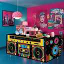 6Ft 80s 90s Party Radio Tablecloth Hip Hop Theme Decorations: Birthday Table Cover Decor for Home Party Supplies