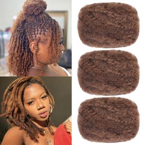 Xtrend 8 Inch 3 Bundles 90 Gram Afro Kinky Bulk Human Hair For Micro Twist Braiding Honey Brown Afro Kinky 100% Human Hair Bleach Before Dyeing For Dreadlocks Extensions Repair Locs