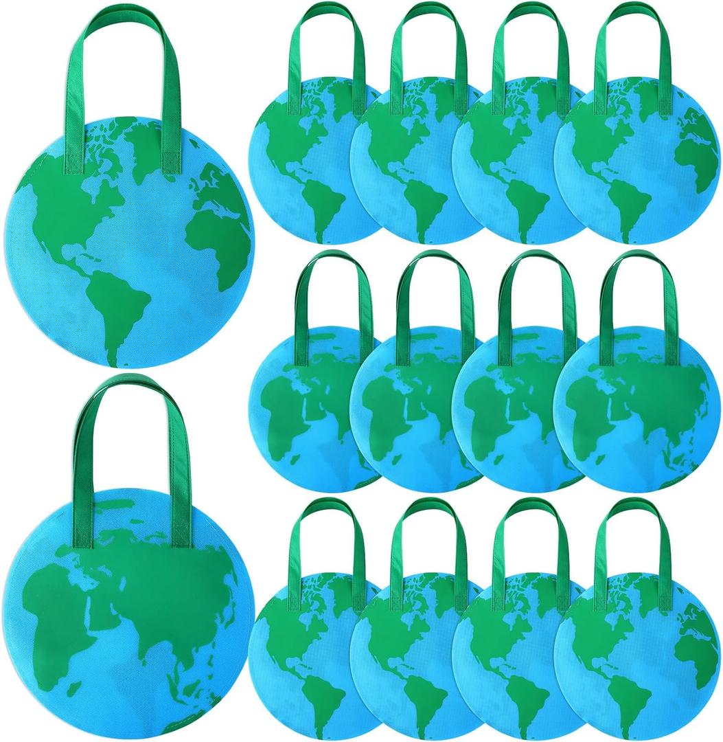 12 Pcs Earth Day Tote Bag Earth Party Gifts Reusable Shopping Bags with Handles Non Woven Grocery Tote Gifts for Party Decor Women Friends Colleagues Favor