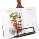 VYNOPA Cookbook Stand for Kitchen Counter Wood Adjustable Recipe Book Holder Stand iPad Rustic Holder Thanksgiving Day Christmas Gift for Mother, Grandma, Women