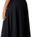 LYANER Women's High Waist A Line Button Front Flared Midi Skirts with Pocket Black Medium (M)