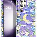 for Galaxy S23 Ultra Case,3 in 1 Oil Painting Flower Pattern Heavy Duty Shockproof Protection Silicone Rubber Bumper+Hard Plastic Protective Cover for Samsung S23 Ultra 6.8",Purple/Yellow