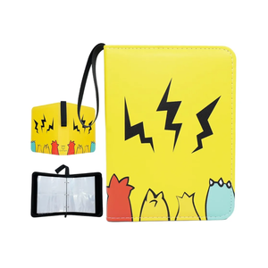 Pack Of 20 Trading Card Binder with Zipper, 4 Pocket Album Holds 400 Cards with 50 Sleeves, PU Leather Case Compatible with Trading Card Games, Sports, Football, and Game Cards, Yellow