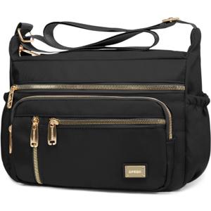 NPBAG Crossbody Bag for Women, Shoulder Purse Handbag Messenger Bag, Trendy Pocketbooks, Waterproof and Multi-Pockets (Black)