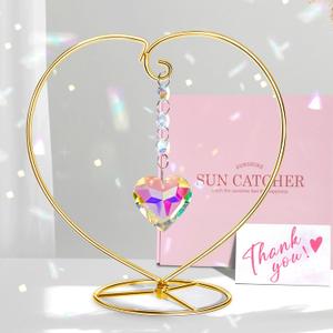 Crystal Sun Catcher - Unique Gift ldeas for Women, Mom, Girlfriend, Her - Birthday, Anniversary, Valentine's Day Gifts - Rainbow Maker Romantic Home Decor (Gold)