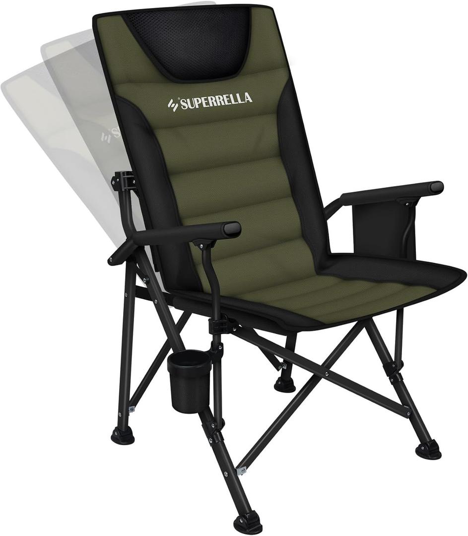 Supperella Movable Backrest Camping Chair for Adults with Cup Holder Folding Lawn Chairs for Outdoor Activities, Sports, Travel & Picnic