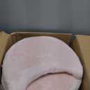 GREENSTELL Vanity Stool Chair with Storage and Folding Back, 15.7" x 15.7" x 19.5" Faux Fur Soft Ottoman for Adults, 4 Metal Legs with Anti-Slip Feet, Furry Padded Seat for Makeup, Bedroom, Pink