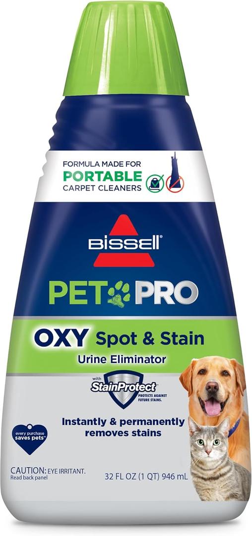 Bissell PET PRO OXY Spot & Stain Formula for Portable Carpet Cleaners, 32 oz., 2034