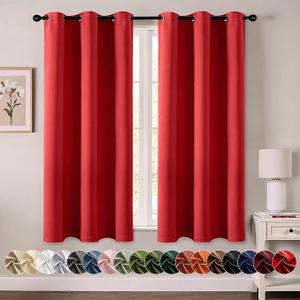 Blackout Curtains for Bedroom Living Room 2 Panels, Thermal Insulated Room Darkening Drapes Grommet Noise Reducing Light Blocking Window Treatments 63 Inches Long Christmas Red