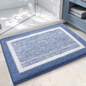 Color&Geometry Simple and Stylish Bath Mats for Bathroom Non Slip, 24"x36" Large Light Blue Bathroom Rugs, Absorbent, Soft, Washable, Microfiber Shower Mat