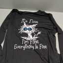 Long Sleeve T Shirts for Women Cute Cat Graphic Tees Im Fine Everything is Fine Tops Fall Crewneck Blouse Casual Outfits (Large, 0black)