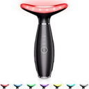 ELISHINE 7 Color Neck Face Massager  Facial Massager Tool for Skin Care at Home, Vibrating Face Massager with Thermals, Galvanic Machines Black