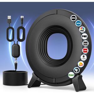 TV Antenna Indoor for Local Channels, 2025 Long Range Antenna for Smart TV 360 Reception,Digital TV Antenna for All Smart/Old TVs, Supports 4K 1080P HD VHF UHF