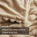 Amlie Home Faux Fur Throw Blanket for Couch, Cozy Fuzzy Fluffy Fur Luxurious Soft Striped Plush Gift Blankets for Family Sofa Chair Bedroom, 55"x70", Beige