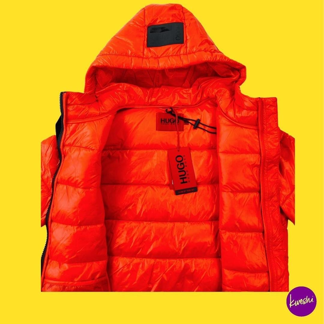HUGO, Stacked Logo Hooded Puffer Jacket, Scooter Red, L